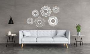 DEKORACYJNE PANELE AŻUROWE, ZESTAW 6 ROZET, PIĘKNA OZDOBA ŚCIENNA 3D , ORNAMENT , CZARNY