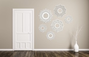 DEKORACYJNE PANELE AŻUROWE, ZESTAW 6 ROZET, PIĘKNA OZDOBA ŚCIENNA 3D , ORNAMENT , CZARNY