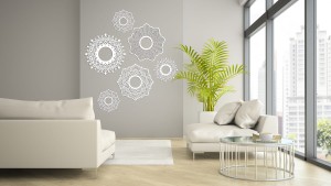 DEKORACYJNE PANELE AŻUROWE, ZESTAW 6 ROZET, PIĘKNA OZDOBA ŚCIENNA 3D , ORNAMENT , CZARNY