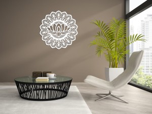 AŻUROWA DEKORACJA ŚCIENNA 3D, MANDALA, YOGA, PIĘKNY, DEKORACYJNY PANEL, BIAŁY 