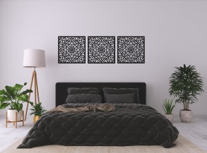 AŻUROWY TRYPTYK DEKORACYJNY,  KWIATOWY WZÓR, PANELE AŻUROWE, DEKORACJA NA ŚCIANĘ, BIAŁY