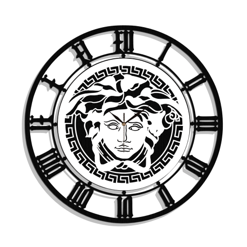 DEKORACYJNY, AŻUROWY ZEGAR ŚCIENNY, MEDUZA, GORGONA, 60 cm 