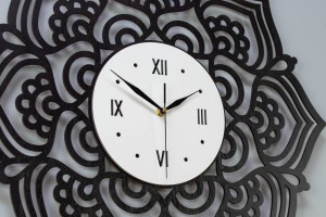DEKORACYJNY, AŻUROWY ZEGAR ŚCIENNY, MANDALA
