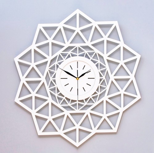 DEKORACYJNY, GEOMETRYCZNY ZEGAR AŻUROWY 