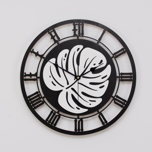 DEKORACYJNY, TROPIKALNY ZEGAR, MONSTERA