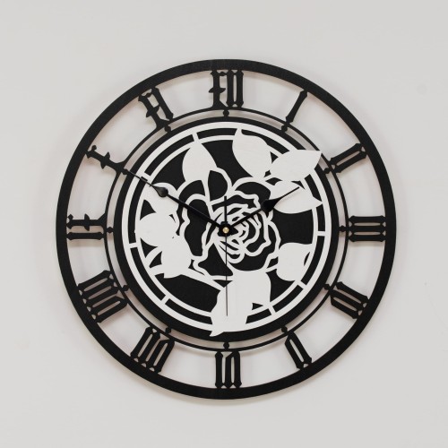 DEKORACYJNY, AŻUROWY ZEGAR , RÓŻA