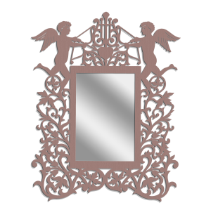 MIROIR DÉCORATIF AJOURÉ, ANGES, STYLE VINTAGE 52 x 65 cm