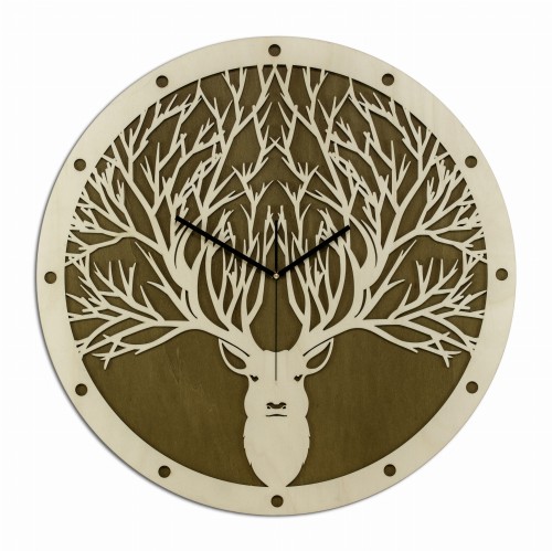 DEKORACYJNY ZEGAR , JELEŃ GEOMETRYCZNY, SKANDYNAWSKI STYL