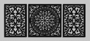 DEKORACYJNY OBRAZ AŻUROWY 3D, DEKORACJA ŚCIENNA, GIOVANNA, TRYPTYK, ORNAMENT, 70 x 168 cm , CZARNY