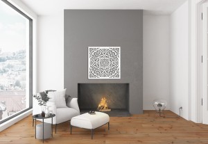 AŻUROWY PANEL DEKORACYJNY, MAROKAŃSKA ROZETA, DEKORACJA ŚCIENNA 3D,ORNAMENT, DYPTYK,  BIAŁY