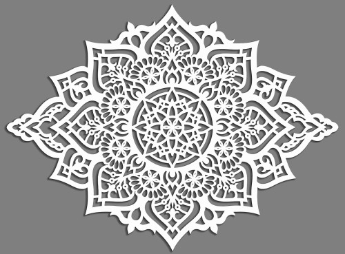 AŻUROWA DEKORACJA ŚCIENNA 3D, MANDALA, YOGA, PIĘKNY, DEKORACYJNY PANEL, BIAŁY