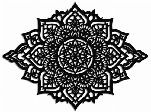AŻUROWA DEKORACJA ŚCIENNA 3D, MANDALA, YOGA, PIĘKNY, DEKORACYJNY PANEL, CZARNY 