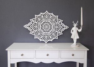 AŻUROWA DEKORACJA ŚCIENNA 3D, MANDALA, YOGA, PIĘKNY, DEKORACYJNY PANEL, CZARNY 