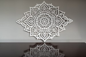 AŻUROWA DEKORACJA ŚCIENNA 3D, MANDALA, YOGA, PIĘKNY, DEKORACYJNY PANEL, CZARNY 