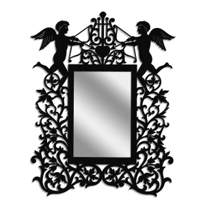 MIROIR DÉCORATIF AJOURÉ, ANGES, STYLE VINTAGE 52 x 65 cm