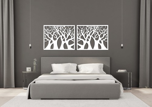 DEKORACYJNY PANEL AŻUROWY, DRZEWA, DEKORACJA ŚCIENNA 3D, ORNAMENT,50 x 70 cm , BIAŁY