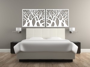 DEKORACYJNY PANEL AŻUROWY, DRZEWA, DEKORACJA ŚCIENNA 3D, ORNAMENT,50 x 70 cm , BIAŁY