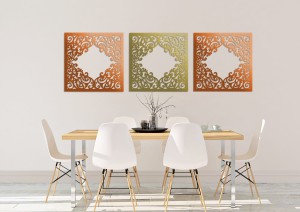 DEKORACYJNY PANEL AŻUROWY, FLOREALI, DEKORACJA ŚCIENNA 3D, ORNAMENT, DYPTYK, CZARNY 