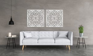 DEKORACYNY PANEL AŻUROWY, STYL MAROKAŃSKI, DEKORACJA ŚCIENNA 3D, ORNAMENT, DYPTYK , ZŁOTY