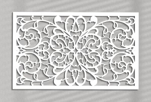 DEKORACYJNY PANEL AŻUROWY, ORNAMENT KWIATOWY, DEKORACJA ŚCIENNA 3D, 73 x 120 cm , BIAŁY