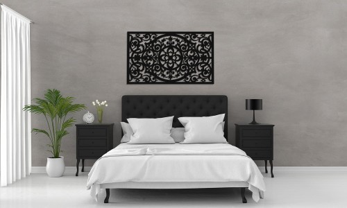 DEKORACYJNY PANEL AŻUROWY FLORELLE, DEKORACJA ŚCIENNA 3D, ORNAMENT,72 x 120 cm, CZARNY