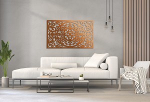 DEKORACYJNY PANEL AŻUROWY FLORELLE, DEKORACJA ŚCIENNA 3D, ORNAMENT,72 x 120 cm, CZARNY