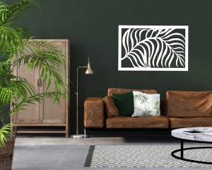 DEKORACYJNY PANEL AŻUROWY, LIŚĆ PALMY, JUNGLE STYLE , DEKORACJA ŚCIENNA 3D, ORNAMENT, CZARNY