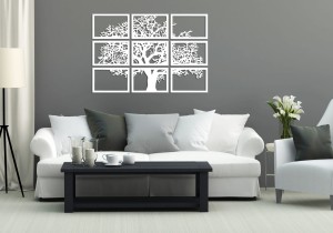 DEKORACYJNY TRYPTYK AŻUROWY, DRZEWO ŻYCIA, DEKORACJA ŚCIENNA 3D, MOZAIKA, ORNAMENT, 90 x 132 cm , CZARNY