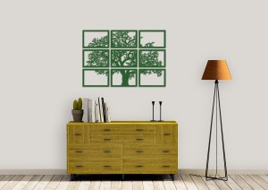 DEKORACYJNY TRYPTYK AŻUROWY, DRZEWO ŻYCIA, DEKORACJA ŚCIENNA 3D, MOZAIKA, ORNAMENT, 90 x 132 cm , CZARNY