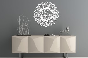 AŻUROWA DEKORACJA ŚCIENNA 3D, MANDALA, YOGA, PIĘKNY, DEKORACYJNY PANEL, CZARNY