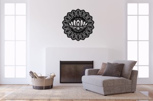 AŻUROWA DEKORACJA ŚCIENNA 3D, MANDALA, YOGA, PIĘKNY, DEKORACYJNY PANEL, CZARNY