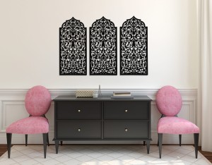 DEKORACYJNY PANEL AŻUROWY, OKNO MAROKAŃSKIE, DEKORACJA ŚCIENNA 3D, ORNAMENT, TRYPTYK, BIAŁY