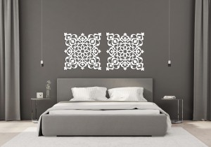 AŻUROWY PANEL DEKORACYJNY, STYL MAROKAŃSKI, DEKORACJA ŚCIENNA 3D, ORNAMENT, DYPTYK, BIAŁY