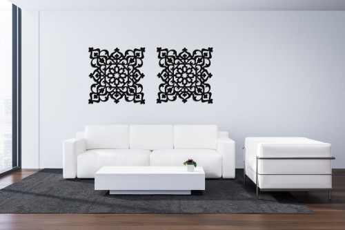 AŻUROWY PANEL DEKORACYJNY, STYL MAROKAŃSKI, DEKORACJA ŚCIENNA 3D, ORNAMENT, DYPTYK,  CZARNY