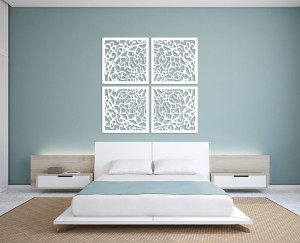 3D DEKORACYJNA GRAFIKA AŻUROWA, MAROKAŃSKI STYL, KOMPLET 4 PANELI 60 x 60 cm , ZŁOTY