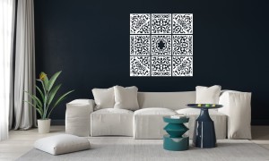3D DEKORACYJNE PANELE AŻUROWE, ZAGŁÓWEK,MAROKAŃSKA ROZETA, MOZAIKA, DEKORACJA ŚCIENNA, CZARNY 