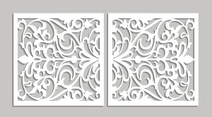 AŻUROWE PANELE DEKORACYJNE, VITTORIA, DYPTYK KWIATOWY, DEKORACJA ŚCIENNA 3D, ORNAMENT,60 x 120 cm, CZARNY