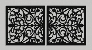 AŻUROWE PANELE DEKORACYJNE, VITTORIA, DYPTYK KWIATOWY, DEKORACJA ŚCIENNA 3D, ORNAMENT,60 x 120 cm, CZARNY