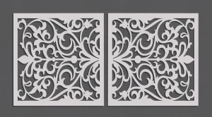 AŻUROWE PANELE DEKORACYJNE, VITTORIA, DYPTYK KWIATOWY, DEKORACJA ŚCIENNA 3D, ORNAMENT,60 x 120 cm, CZARNY