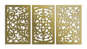 DEKORACYJNY TRYPTYK AŻUROWY, FLORELLE, DEKORACJA ŚCIENNA 3D,  ORNAMENT, 80 x 150 cm, CZARNY