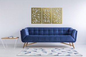 DEKORACYJNY TRYPTYK AŻUROWY, FLORELLE, DEKORACJA ŚCIENNA 3D,  ORNAMENT, 80 x 150 cm, CZARNY