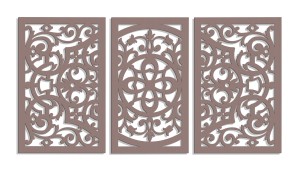 DEKORACYJNY TRYPTYK AŻUROWY, FLORELLE, DEKORACJA ŚCIENNA 3D,  ORNAMENT, 80 x 150 cm, CZARNY