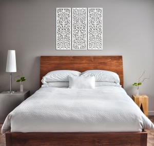 AŻUROWY TRYPTYK DEKORACYJNY, ALESSANDRIA, VINTAGE, RETRO, PANELE AŻUROWE, ORNAMENT, DEKORACJA ŚCIENNA 3D, CZARNY