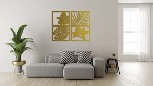 DEKORACYJNE PANELE AŻUROWE,  MONSTERA, PALMA, STORCZYK, STYL TROPIKALNY, DŻUNGLA, DEKORACJA ŚCIENNA 3D , CZARNY