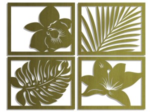 DEKORACYJNE PANELE AŻUROWE,  MONSTERA, PALMA, STORCZYK, STYL TROPIKALNY, DŻUNGLA, DEKORACJA ŚCIENNA 3D , CZARNY