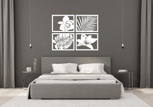 DEKORACYJNE PANELE AŻUROWE,  MONSTERA, PALMA, STORCZYK, STYL TROPIKALNY, DŻUNGLA, DEKORACJA ŚCIENNA 3D , ZIELONY 