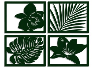 DEKORACYJNE PANELE AŻUROWE,  MONSTERA, PALMA, STORCZYK, STYL TROPIKALNY, DŻUNGLA, DEKORACJA ŚCIENNA 3D , ZIELONY 