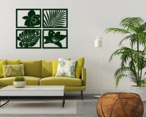 DEKORACYJNE PANELE AŻUROWE,  MONSTERA, PALMA, STORCZYK, STYL TROPIKALNY, DŻUNGLA, DEKORACJA ŚCIENNA 3D , ZIELONY 