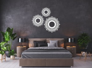 DEKORACYJNE PANELE AŻUROWE, ZESTAW 3 ROZET, PIĘKNA DEKORACJA ŚCIENNA 3D, ORNAMENT,  BIAŁY