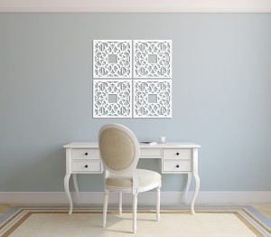 DEKORACYJNE PANELE AŻUROWE, ZESTAW 4 DEKORÓW ŚCIENNYCH CORNEILLE, SHABBY CHIC, FRANCUSKI STYL , CZARNY